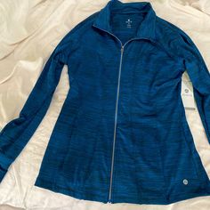 Nwt Apana Full-Zip, Spandex-Blend Workout Jacket W/Pockets, Size Ladies Medium. Blue/Black Mottled Print.. Hand Warmer Sleeves, Front Pockets. Blue Stretch Athleisure Outerwear, Stretch Long Sleeve Activewear With Side Pockets, Fitted Workout Outerwear With Pockets, Fitted Sports Track Jacket With Pockets, Stretch Long Sleeve Track Jacket With Pockets, Versatile Long Sleeve Activewear With Pockets, Versatile Stretch Blue Outerwear, Blue Long Sleeve Workout Track Jacket, Sporty Stretch Blue Outerwear