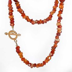 carnelian, gold, gold toggle clasp, necklace Luxury Artisan Carnelian Necklace, Luxury Carnelian Beaded Necklace, Luxury Carnelian Gemstone Beads Necklace, On The Side, The Back, Gold Filled, Gold Necklace, Thing 1, Bar