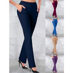 Fabric:Polyester; Gender:Women's; Style:Trousers; Elasticity:Stretchy; Occasion:Casual Daily; Function:Outdoor; Pattern:Solid Colored; Design:Pocket; Brand:Shall We; Pants Type:Pants Trousers,Straight,Dress Pants; Listing Date:12/14/2022; Production mode:External procurement; Hips:; Length:; Waist:; Fit US Size:null; Fit UK Size:null; Fit EU Size:null; Pants Length:Full Length Sports Pants Women, Trousers Casual, Style Trousers, Furniture Repair, Blue Trousers, High Waist Fashion, Trouser Pants Women, Palau, Straight Dress