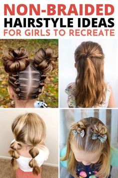 Love, love, love this list of no braid hairstyle ideas! This mama might not know how to braid but her daughters still gonna look super cute at school! Braid Hairstyle Ideas, Mixed Kids Hairstyles, How To Braid, Braided Hairstyle, Braid Hairstyle, Dance Hairstyles