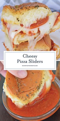 the cheesy pizza sliders are loaded with cheese and marinara sauces