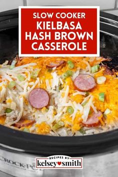 slow cooker kielbasa hash browns casserole recipe in the crock pot