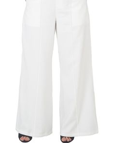 Modern and polished, the Brooklyn wide leg pant offers up a sleek and tailored staple for your work wardrobe. Its high waist makes it work perfectly with tucked blouses and tees alike. Wear these plus-size pants with a tucked blouse and open-toe heels to your next work event. Standards & Practices Brooklyn High Waist Wide Leg Pant | Off White | Pants | Materials & Care Instructions: ['80% Rayon, 20% Polyester', 'Machine wash cold', 'Imported'] White Wide Leg Pants With Welt Pockets For Work, White High-waisted Culottes For Work, Versatile White Wide Leg Workwear Pants, Versatile White Wide Leg Pants For Work, Off White Pants, High Waist Wide Leg Pants, Plus Size Pants, Wide Leg Pant, Work Wardrobe