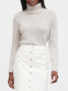 Merino-Blend Boxy Turtleneck Sweater | Banana Republic White Turtleneck Outfit, White Turtleneck Sweater, Turtleneck Outfit, White Turtleneck, Warm Autumn, Turtleneck Sweater, Capsule Wardrobe, Alpaca, Merino Wool