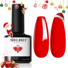 PRICES MAY VARY. Red Gel Nail Polish: 1Pcs x 15ml/0.5oz Red Gel Polish. nspired by the 2024 top trendiest colors of Red, ideal for use in a professional nail salon or easy enough to use for DIY nail art at home. Healthy & 28 Days No Peel-off: Modelones red nail polish set is made of natural resin, it is non-toxic and has a low odor. No harsh ingredients or adhesives lead to damaged nails. High durability and Intense pigmentation gel polish kit can stay last longer and brings you a brilliant shin Nail Polish Winter, Red Gel Nail Polish, Ruby Sparks, Red Gel Nails, Diy Salon, Winter Sparkle, Nail Art At Home, Nail Art Gel, Damaged Nails