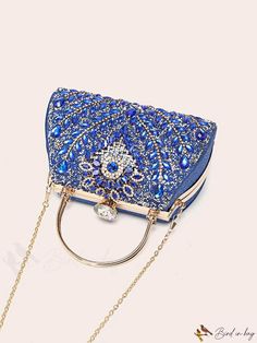 BirdinBag - Rhinestone-Embellished Box Bag, Elegant Purse for Special Occasions: Weddings, Proms, and Parties Elegant Crystal Bag For Prom, Elegant Crystal Bags For Prom, Blue Rhinestone Evening Bag For Weddings, Gold Crystal Bags For Prom, Crystal Rectangular Evening Bag For Weddings, Rectangular Crystal Evening Bag For Wedding, Rectangular Crystal Wedding Bags, Rectangular Crystal Bags For Formal Occasions, Crystal Handheld Evening Bag For Wedding