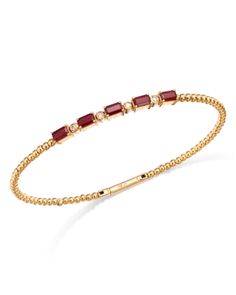 Bloomingdale's Fine Collection Ruby & Diamond Bangle Bracelet in 14K Yellow Gold Elegant Red Bangle Gold Bracelet, Elegant Red Gold Bangle Bracelet, Luxury Red Gold Bracelet For Formal Occasions, Luxury Red Gold Bracelet For Formal Events, Elegant Red Bangle For Formal Occasions, Elegant Red Gold Bracelet For Formal Occasions, Elegant Red Diamond Bangle Bracelet, Red Fine Jewelry Bracelet For Formal Occasions, Elegant 14k Gold Red Bracelet