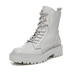 Size: 10.5 M Size Type: Regular Style: Combat Boot Width: M Color: Gray Pattern: Solid Occasion: Casual Details: Water Resistant Boot Height: 5.5 Heel Type: Block Heel Height: 2 Shaft Size: Ankle Toe Type: Round Insole Material: Man Made Lining Material: Man Made Outsole Material: Man Made Upper Material: Leather Care Instructions: Spot Clean Only Shoe Information: New In Box Sku: 532860013 Mpn: H8472l5 - Please Note: - All Images Are Stock Images. Colors May Vary Slightly White Combat Boots, Sam Edelman Boots, Leather Combat Boots, Leather Boots Heels, Tall Riding Boots, Grey Boots, Leather Lace Up Boots, Combat Boot, Leather Riding Boots