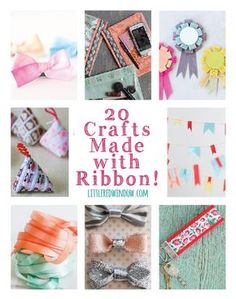 the cover of crafts made with ribbon is shown in many different styles and colors, including bows