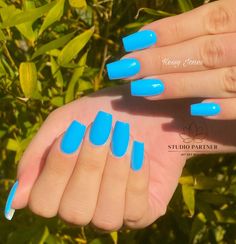 Nails Neon Blue, Blue Nail Inspo, Neon Blue Nails, Bright Blue Nails, Summer Nails Neon, Blue Images, Bright Summer Acrylic Nails, Neon Acrylic Nails, Nails Neon