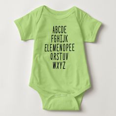 ELEMENOPEE Alphabet Baby One Piece and T-shirts. Bodysuit Diy, Golf Baby Showers, Rain Baby, Baby Singing, March Baby, Baby Silhouette, October Baby, Baby Yoga, Personalized Baby Clothes