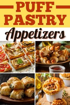 puff pastry appetizers collage with text overlay - free image on separate page