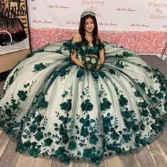 New Off The Shoulder 3D Flowers Emerald Green Quicneanera Dress Sweet 16 Party Dress · MychicDress · Online Store Powered by Storenvy Emerald Quinceanera Dress, Emerald Green Quinceanera Dresses, Green Quince Dress, Sweet 16 Party Dress, Quinceanera Dresses Green, Green Quinceanera Dresses