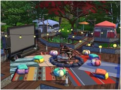 Outdoor Cinema, Casas The Sims 4, Sims 4 Builds, Sims House Plans, Sims House Design