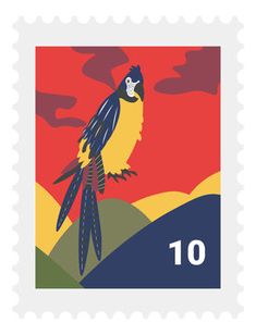 a postage stamp with a bird on it