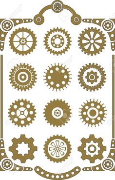 gears in the shape of a square on a white background stock photo - image 3497