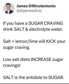 James Dinicolantonio, Electrolyte Water, Low Salt Diet, Low Salt, Healthy Lifestyle Food, Hormone Health, Sugar Cravings, Good Health Tips, Health Facts