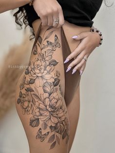 Hip Leg Tattoo, Welcome To My Garden, Miami Tattoo, Tattoo Floral, Floral Tattoos, Books Open, E Tattoo, Hollywood Fl, Leg Tattoo