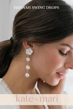 These sweet and feminine swing earrings feature a mother of pearl and 14k gold plated stud. A trio of swinging faux pearls complete the look. Measures 3 inches long and .75 inch wide. Modern Bride Jewelry, Modern Wedding Jewelry, Pearl Earrings Studs, Unique Bridesmaid Gifts, Handmade Pearl Earrings, Wedding Pearl Earrings, Pearl Drop Earrings Bridal, Pearl Wedding Earrings, Bridal Statement Earrings