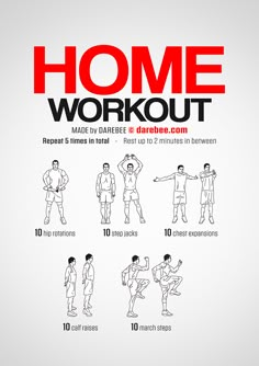 the poster shows how to do home workout