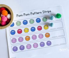 a printable pom pom pattern strips for kids