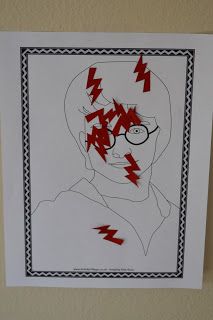 a drawing of a man with glasses and lightning bolts on his face