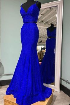 Royal Blue Fancy Dress, Royal Blue Engagement Dress, Fitted Royal Blue Dress For Prom, Fitted Royal Blue Dress For Prom Season, Fitted Royal Blue Evening Dress For Prom, Royal Blue Prom Dress With Fitted Bodice, Royal Blue Evening Dress With Sweep Train For Prom, Royal Blue Fitted Bodice Evening Dress For Prom, Royal Blue Wedding Gown With Sweep Train