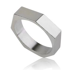 a stainless steel ring on a white background