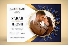 an elegant save the date card with a photo