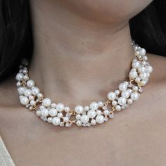 Beautiful White Pearls Beads Necklace (Stunning) #necklace #pearlnecklace Pearl White Necklace With Pearl Charm For Parties, White Pearl Pendant Necklace For Party, Party Pearl Necklace With Pearl Pendant, Party Pearl White Necklace With Pearl Charm, White Bridal Necklace With Clavicle Chain For Party, Pearl White Pearl Necklaces For Party, Pearl Pendant Jewelry For Party, Pearl Clavicle Chain Jewelry With Round Beads, Pearl Clavicle Chain With Round Beads