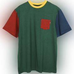 New Never Worn Color Cotton & Polyester Mens Green, Color Blocking, Color Block, Blue Green, Color Blue, Tee Shirts, Mens Shirts, Man Shop, Mens Tshirts