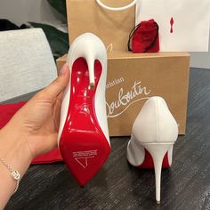 Christian Louboutin “Kate” New With Original Box, Dust Bag & Bag- Comes With Extra Heel Taps. Nappa Leather, 4inch (100 Mm) Heel. Made In Italy Size 39 (Us 8.5) They Have Never Been Worn. They Are Too Small For Me So They Were Only Tried On. Christian Louboutin Bow Heels, White Loubitons Heels, White So Kate Louboutin, Louis Vuitton Shoes Heels Red Bottoms, Christian Louboutin Wedding Heels, White Christian Louboutin Heels, White Red Bottom Heels, Loubuitton Heels, Louboutin Aesthetic