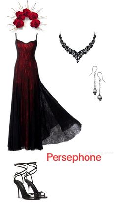 an image of a woman's dress and accessories for her wedding day, with the words persephonee on it