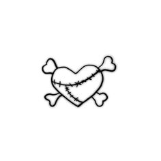 a heart with bones and crossbones drawn on it