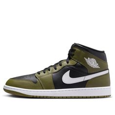 Air Jordan 1 Mid 'Black Medium Olive' DQ8426-092 Nike Jordan Air 1, Jordan Air 1, Air Jordan 1 Mid Black, Limited Edition Sneakers, Jordan Air, Apparel Shop, Sports Sneakers, Mid Top, Air Jordan 1 Mid