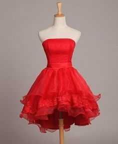 Red Tulle Prom Dress, Short Strapless Prom Dresses, Bridesmaid Dress Short, Dress Applique, Strapless Party Dress, Strapless Prom Dress, Tulle Evening Dress, Theme Dress, Short Prom Dress