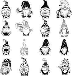 black and white gnomes with happy birthday signs