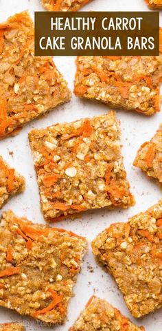 healthy carrot cake granola bars with text overlay