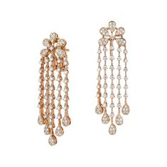 EARRING 18K Rose Gold Diamond 1.29 Cts/170 Pieces Diamond Earrings Long, Gold And Diamond Earrings, Real Diamond Earrings, 18k Gold Earrings, Long Dangle Earrings, Crown Jewels, Earrings Long, Girly Jewelry, Lovely Jewellery