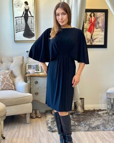 Meet our Joseph Ribkoff Flutter Sleeve Dress that effortlessly flows in all the right places, creating a silhouette that's both flattering and chic! ✨  Elevate your style game by pairing it with a classic or edgy belt for that extra touch of flair. Versatility at its best, this dress is ready to take you from day to night. ☀️ 🌙 Formal Dresses With Draped Flutter Sleeves, Formal Dresses With Draped And Flutter Sleeves, Elegant Flutter Sleeve Midi Dress For Formal Occasions, Elegant Formal Midi Dress With Flutter Sleeves, Elegant Dress With Ruffles And Flutter Sleeves, Elegant Ruched Dress With Ruffle Sleeves, Elegant Cocktail Midi Dress With Ruffle Sleeves, Flutter Sleeve Midi Dress For Formal Occasions, Chic Ruffle Sleeve Midi Dress For Evening