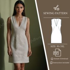 the sewing pattern for this dress is easy to sew, and has an open v - neckline