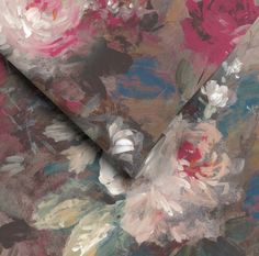 an abstract floral wallpaper with pink and white flowers