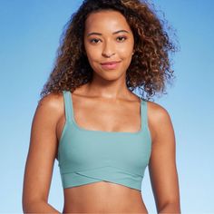 Nwt Women's Longline Square Neck Bralette Bikini Top - Shade & Shore Green (Color Is More Like A Teal Green) M Bikini Bottom Not Included In This Purchase Longline Bralette Bikini Top In Solid Color 4-Way Stretch Fabric Square Neck, Crossover Band Detail Opaque Construction Removable Cups Adjustable Straps D/Dd Features Back Tie Closure, All Other Sizes Have Back Hook And Loop Closure Sizing: Womens Material: 80% Nylon, 20% Spandex Material Lining: 100% Recycled Polyester Garment Style: Sleevele Adjustable Straps Sports Bra, Summer Underwire Stretch Sports Bra, Underwire Stretch Sports Bra For Summer, Summer Stretch Underwire Sports Bra, Summer Workout Sports Bra With Padded Cups, Fitted Summer Sports Bra With Crisscross Straps, Summer Stretch Sports Bra With Padded Cups, Summer Athletic Swimwear With Crisscross Straps, Fitted Sports Bra With Crisscross Straps For Summer