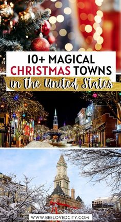 christmas towns in the united states with text overlay