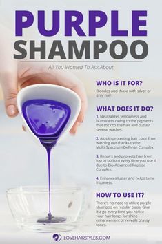 All You Need To Know About Purple Shampoo: Why And How You Should Use It ★ Purple Shampoo Before And After, Colored Blonde Hair, Wig Business, Purple Shampoo For Blondes, Best Purple Shampoo, Client Board, Auburn Balayage, Natural Hair Conditioner, Dark Curly Hair