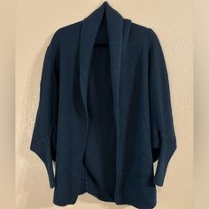 Brand New Navy Batwing Cardigan Cozy Blue Sweater Coat For Layering, Blue Open Front Sweater For Winter, Blue Open Front Sweater For Layering, Blue Open Front Layering Sweater, Blue Open Front Cardigan For Winter, Blue Open Front Sweater For Fall, Batwing Cardigan, Bat Wings, Sweaters & Cardigans