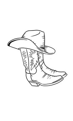 a drawing of a cowboy hat and boots