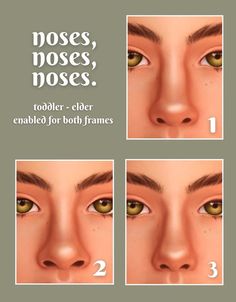 four different stages of the nose and eyebrows