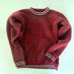 Krone Geysir Vintage Norwegian Hand Knit Wool Ski Sweater Rn 23155 Red/Black Size 16 - Please Check Measurements - Vintage Sizing Is Not The Same As Current Sizing Made In Iceland - 1960’s This Sweater Is Intended To Be Very Thick And Stiff To Be Layered For The Outdoors Great Preowned Condition - Smoke Free Measurements: Underarm To Underarm Lying Flat: 17” Sleeve: 19.25” Length: 21.5” Norwegian Wool Sweaters, Vintage Sweater Pattern, Winter Moodboard, Stocking Stuffers For Mom, Thick Knit Sweater, Norwegian Sweater, Icelandic Sweaters, Red Knit Sweater, Christmas Gifts For Grandma