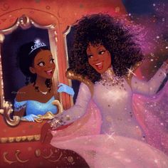 the princess and the frog is looking at herself in the mirror